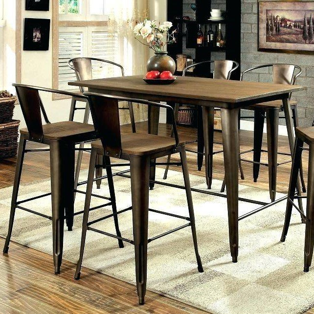 105 Cm Brown,Black Metal Wood Bar Table Set, Seating Capacity: 6 At ... with