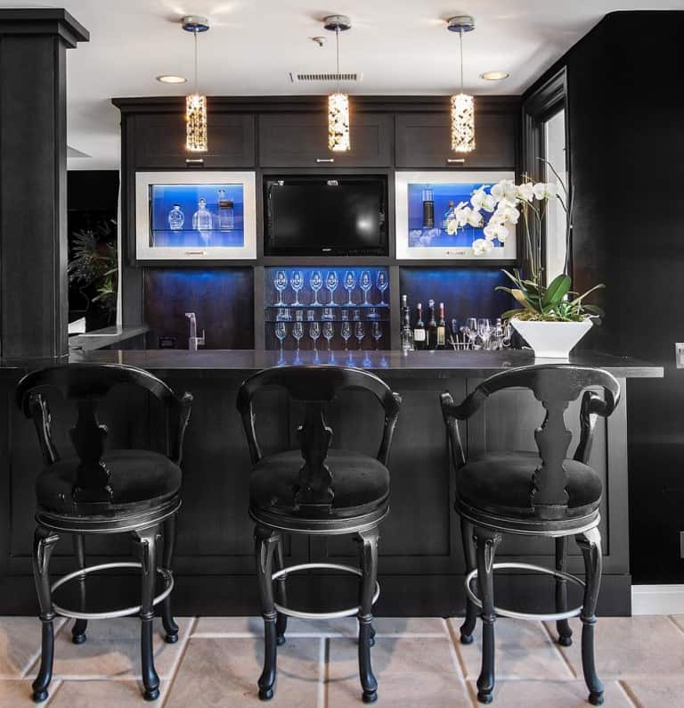 Modern Elegance Black Metal Glass Home Bars for Contemporary Spaces