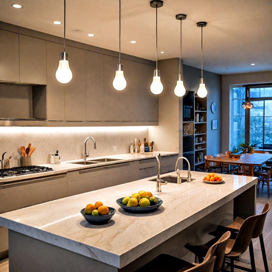 40 Modern Kitchen Lighting Ideas To Try In 2024 with regard to Lnc Delia 7-Light Matte Black Modern Linear Kitchen Island Light, 2-Tier