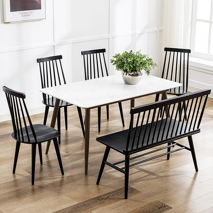 Amazon.com - Duhome Dining Chairs Set Of 4 Wood Dining Room Chair Black ... with regard to A Deep Dive into the Craftsmanship Behind Duhome Black Spindle Dining Chairs