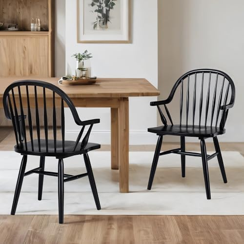 Amazon.com - Duhome Wooden Black Dining Chairs Set Of 2, Windsor ... with A Deep Dive into the Craftsmanship Behind Duhome Black Spindle Dining Chairs