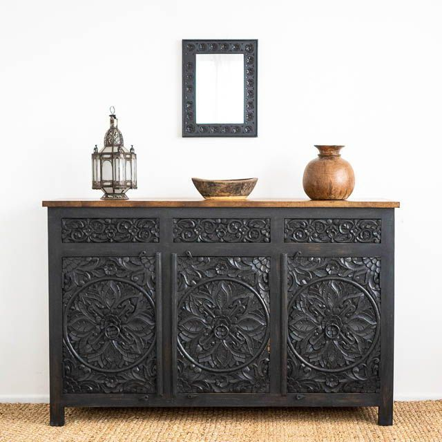 Beautiful Stylish Hand Carved Ethnic Furniture With A Charcoal/Black ... regarding Understanding the Enduring Appeal of Antique Black Finishes in Furniture