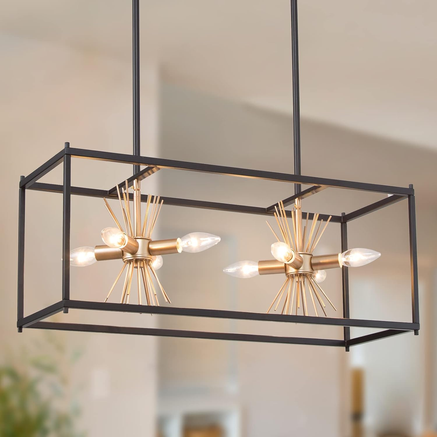 Expert Insights on Styling Your Home with a Black and Soft Gold Linear Chandelier