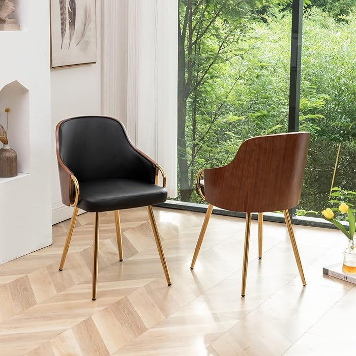 Buy Youugior Bentwood Dining Chair,Mid Century Modern Desk Chair,Faux ... inside Exploring the Practicality and Style of Faux Leather in Dining Chair Design