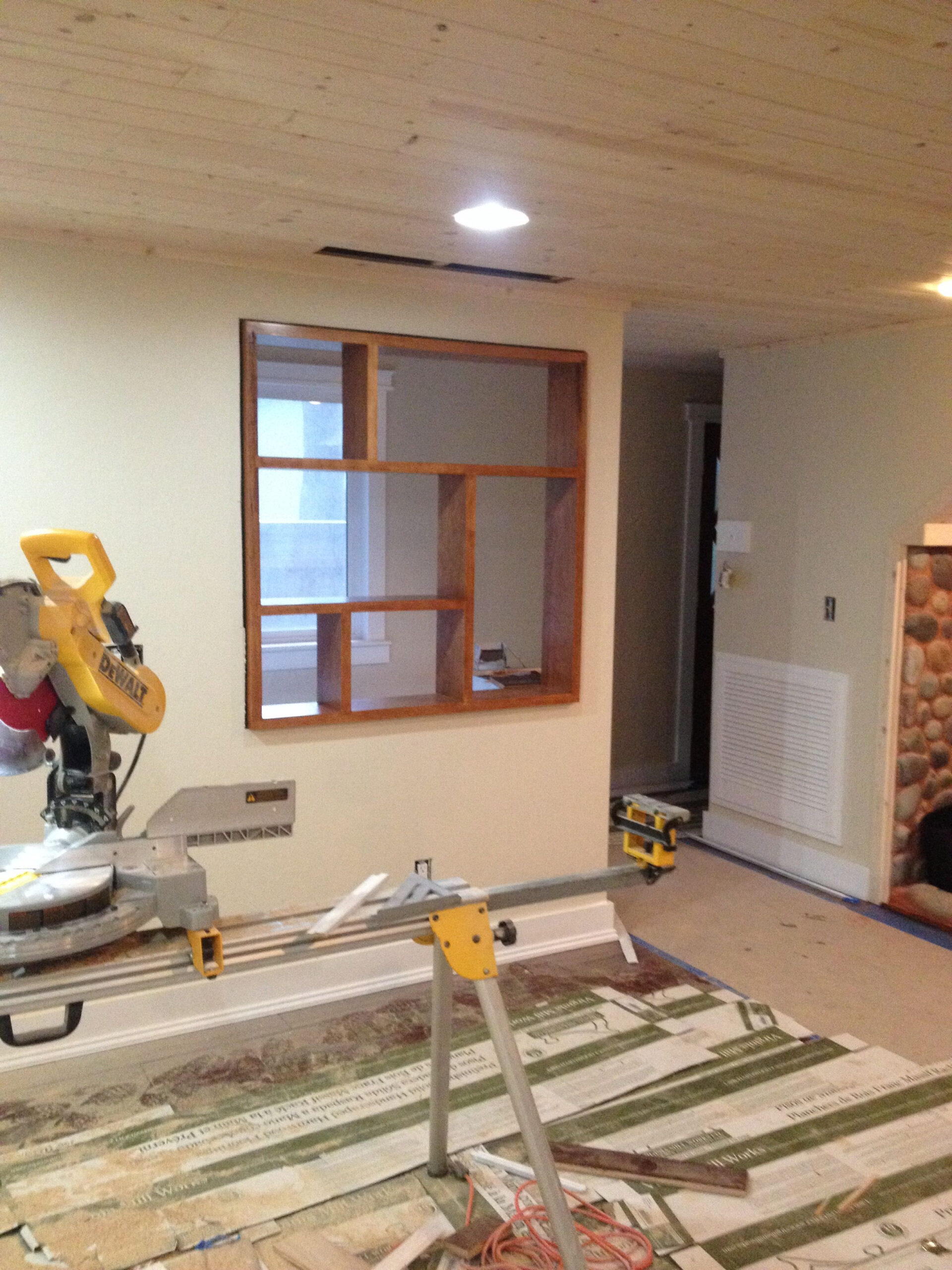 Cherry Wood Shelving Pass Through Interior Windows, Interior Walls ... in