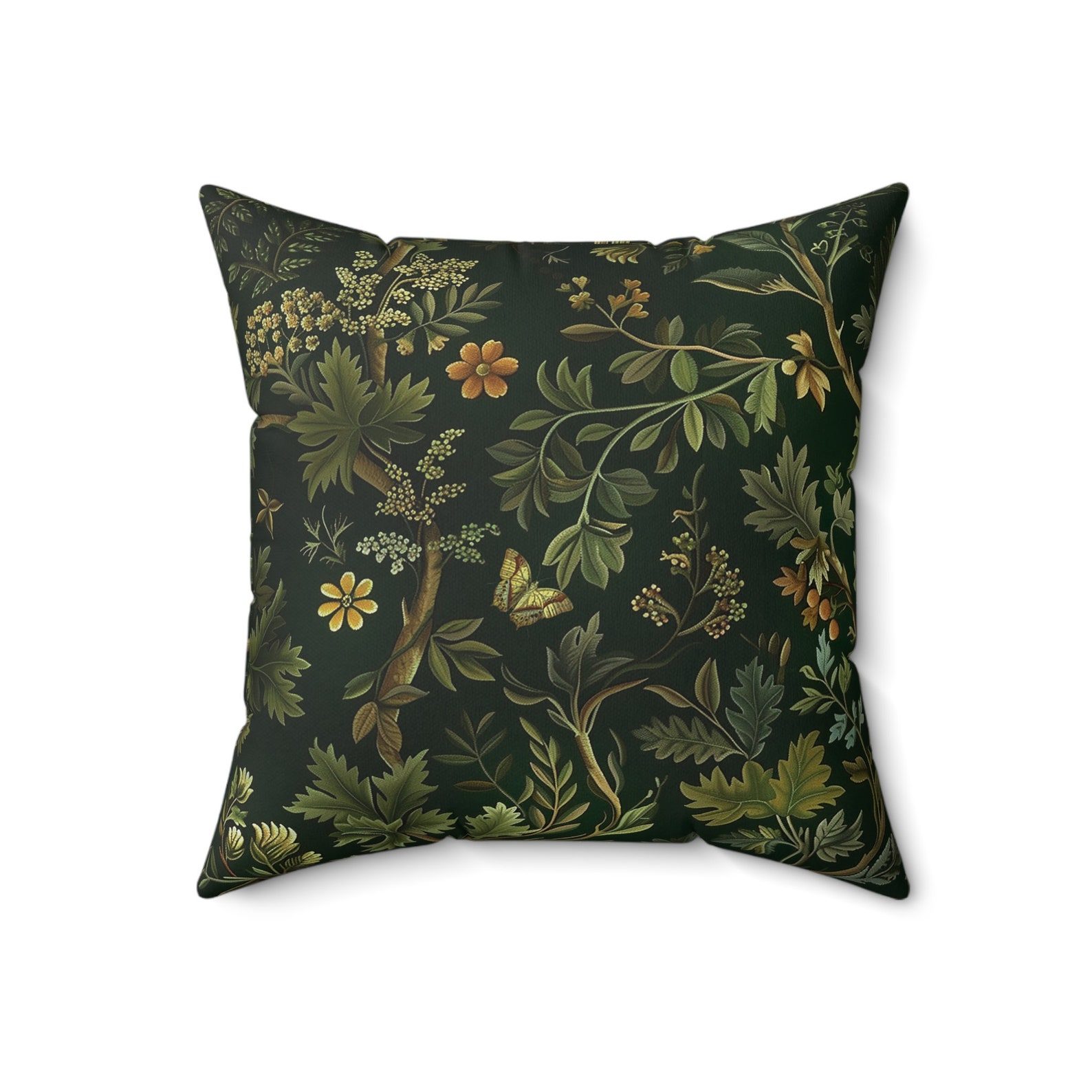 Dark Green Forest Leaf Throw Pillow Forestcore Fern Nature-Inspired ... with The Craftsmanship Behind Exceptional Double-Corded Forest Green Twill Throw Pillows