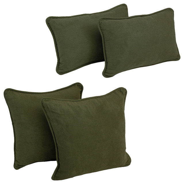 Double-Corded Solid Microsuede Throw Pillows, Set Of 4, Hunter Green ... regarding The Craftsmanship Behind Exceptional Double-Corded Forest Green Twill Throw Pillows
