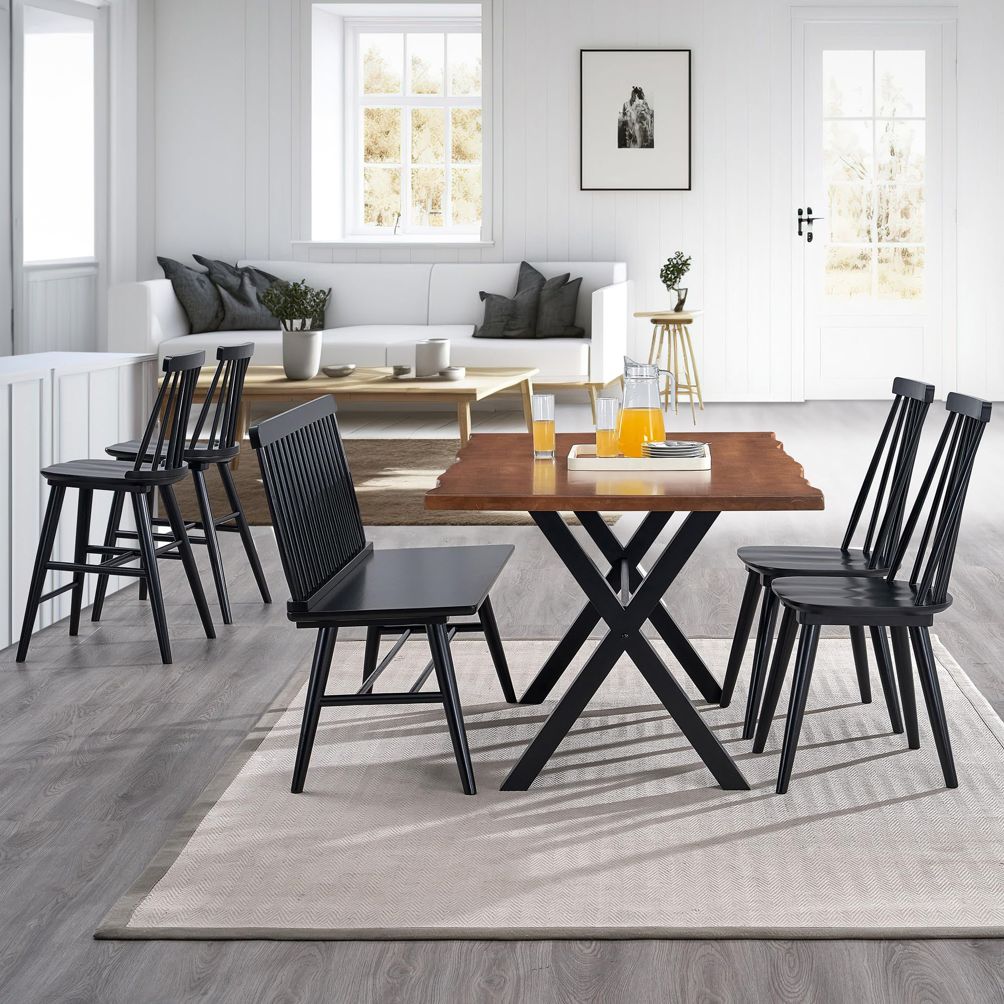 Duhome Dining Chairs Set Of 4 Wood Dining Room Chair Black Spindle Side ... within