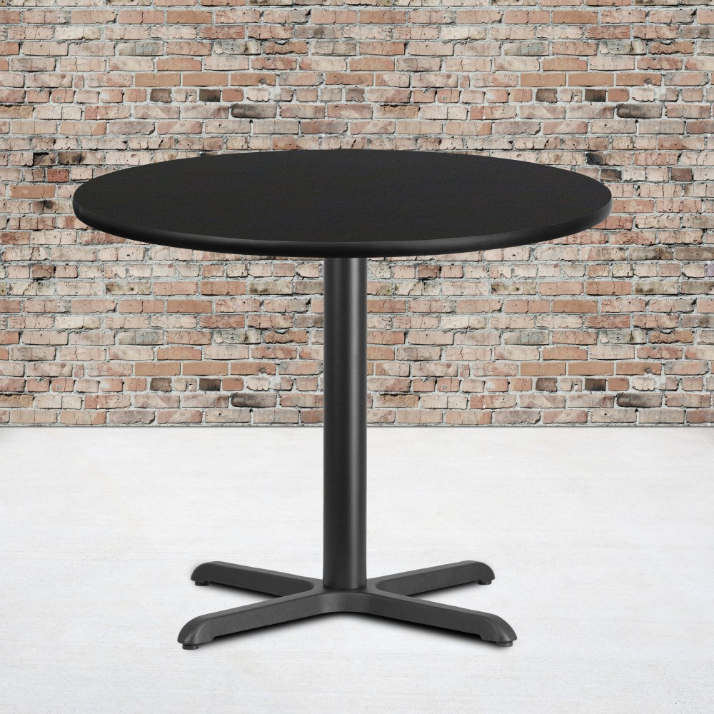 Flash Furniture Xu-Rd-36-Blktb-T3030-Gg 36'' Round Black Laminate Table ... in Design Versatility Exploring Applications of the XU-RD-36-BLKTB-TR24B-GG Black Table Top