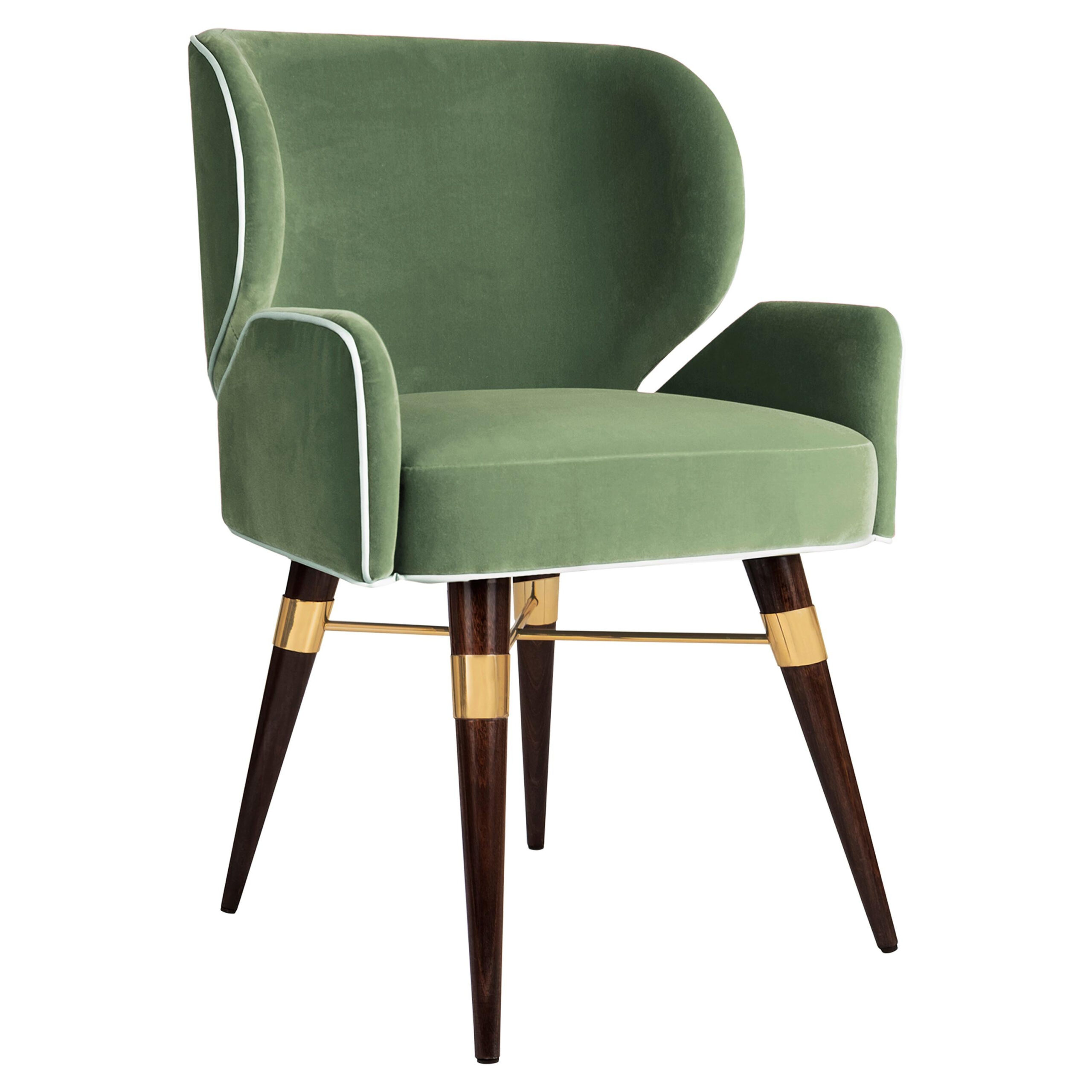 Unveiling the Craftsmanship Behind the Jaguar Dining Chair Walnut Wood Green Fabric