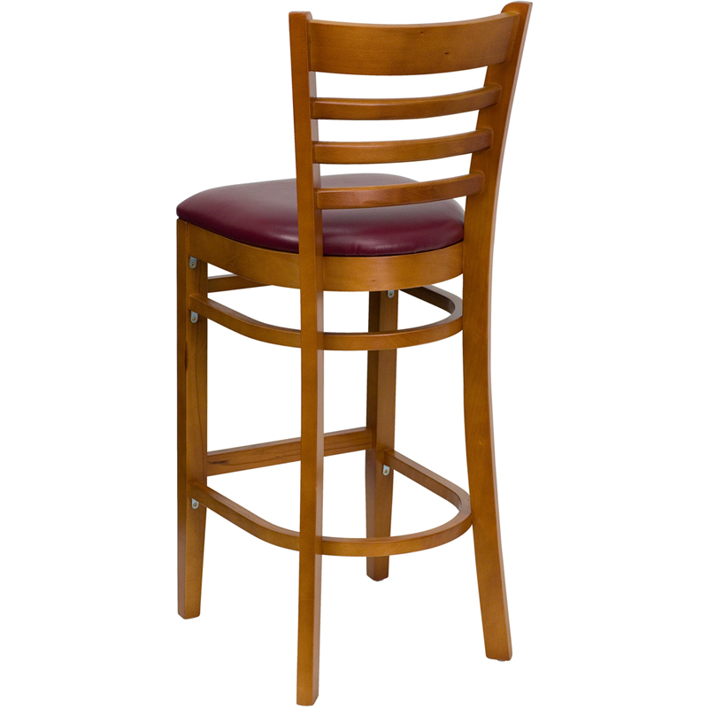 Hercules Series Ladder Back Cherry Wood Restaurant Barstool - Burgundy ... throughout The Art of Restaurant Seating Choosing the Right Cherry Wood Barstool for Your Space