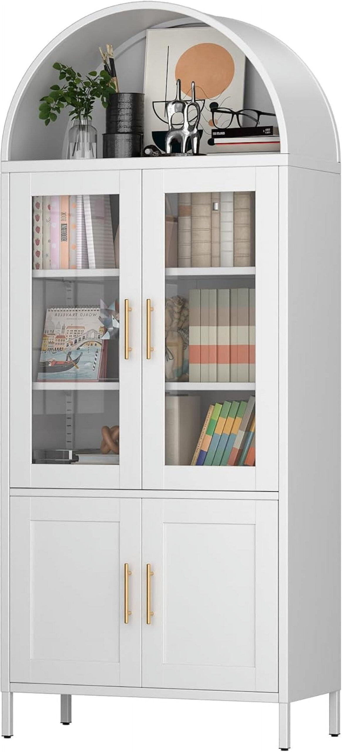 Metal Arched Cabinet With Glass Doors Tall Arch Display Bookshelf ... within Unlock the Secrets to Styling Your Black Metal Arched Home Bar