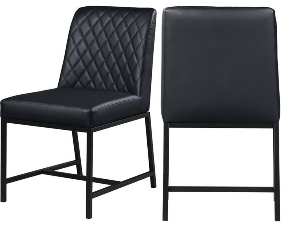 Pemberly Row Quilted Black Faux Leather Dining Chair (Set Of 2 ... pertaining to