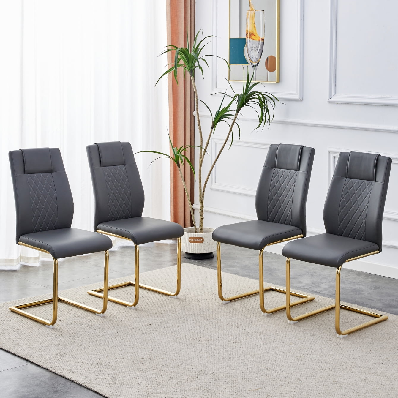 Unveiling the Elegance of Navy PU Leather Dining Chairs with Gold Accents