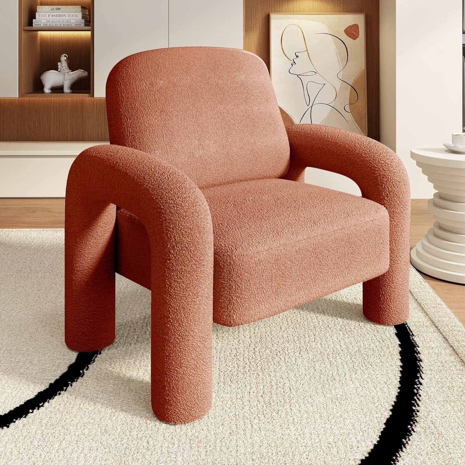 Seynar Comfy Teddy Upholstered Armchair, Modern Accent Reading Chair ... pertaining to