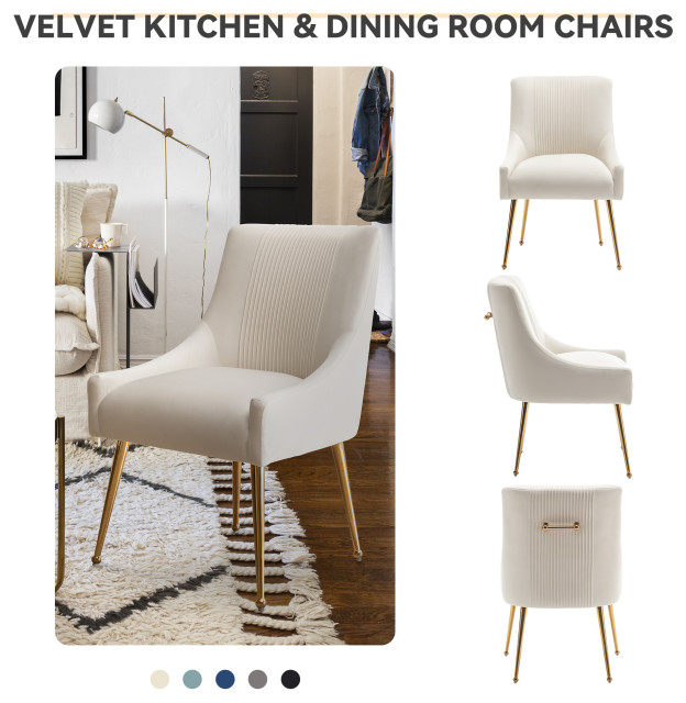 Seynar Modern Glam Boucle Pleated Velvet Dining Chair, Set Of 2 ... intended for