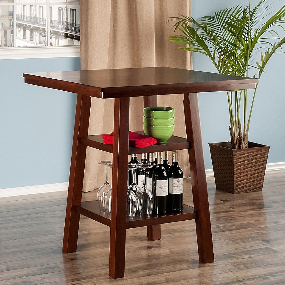 The Winsome Trading Orlando 2-Shelf High Pub Table In Walnut | Bed Bath ... in Winsome Tarah Bar Table Style Guide Elevating Your Space with Design