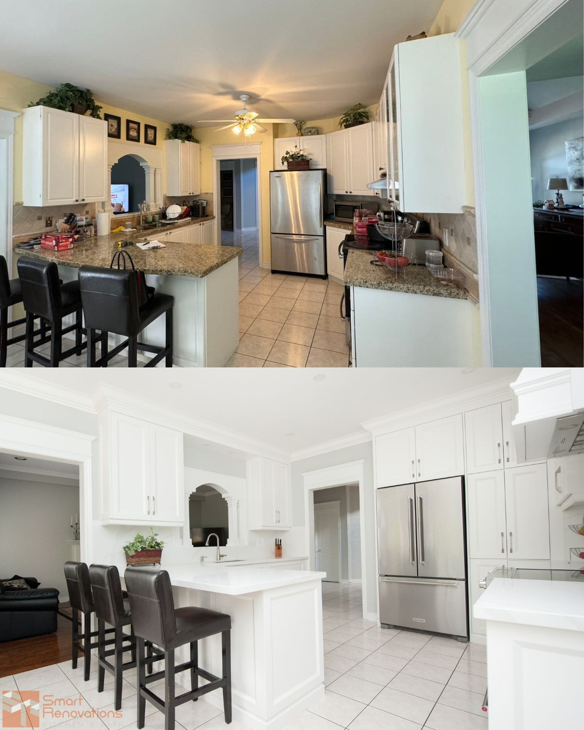 We’re Excited To Share This Kitchen Transformation That Highlights The ... within Lnc Delia 7-Light Matte Black Modern Linear Kitchen Island Light, 2-Tier