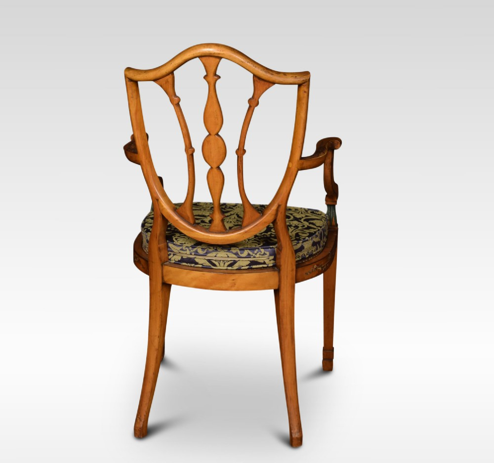 19Th Century Sheraton Revival Satinwood Armchair for Sheraton's Satinwood Armchair