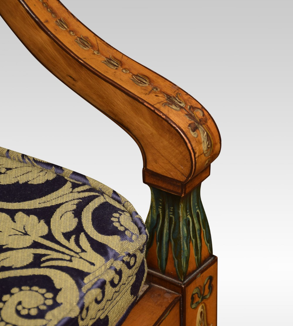 19Th Century Sheraton Revival Satinwood Armchair inside Sheraton's Satinwood Armchair