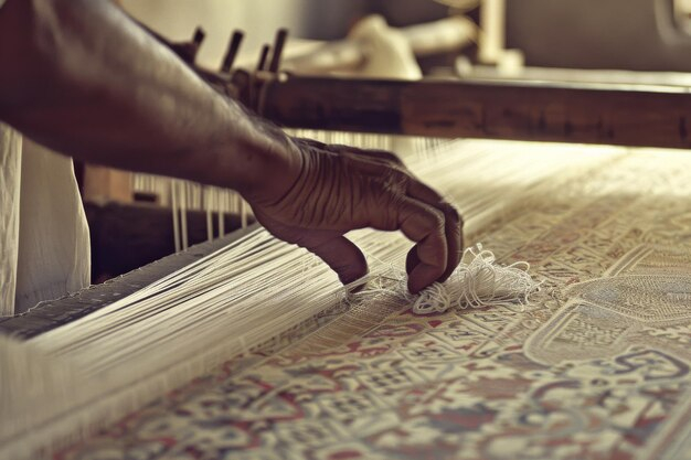 A Closeup Of An Artisan Weaving Intricate Patterns On A Traditional ... inside Sutra Dining Chair