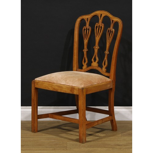 A Pair Of Sheraton Revival Satinwood Side Chairs, Pierced Vasular ... intended for Preserving the Heritage of Sheraton's Satinwood Side Chair