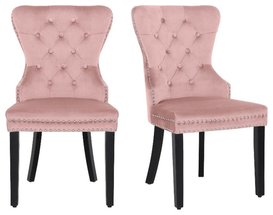 Alaia Tufted Velvet Upholstered Dining Side Chair (Set Of 2 ... with regard to Maximizing Space and Style with Repose Upholstered Dining Side Chairs