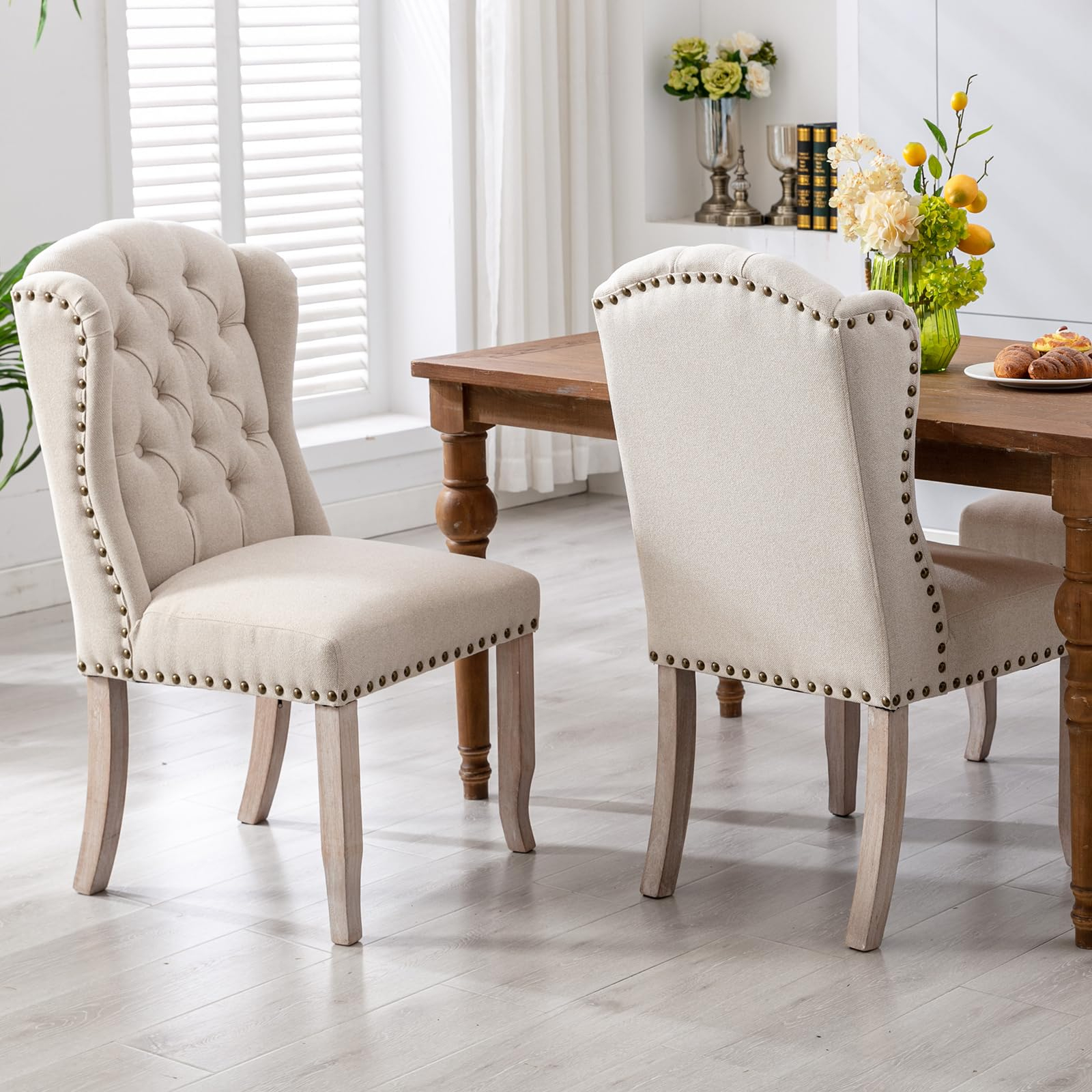 Amazon.com - Duomay Modern Tufted Dining Chairs Set Of 2, Linen ... intended for Maximizing Space and Style with Repose Upholstered Dining Side Chairs