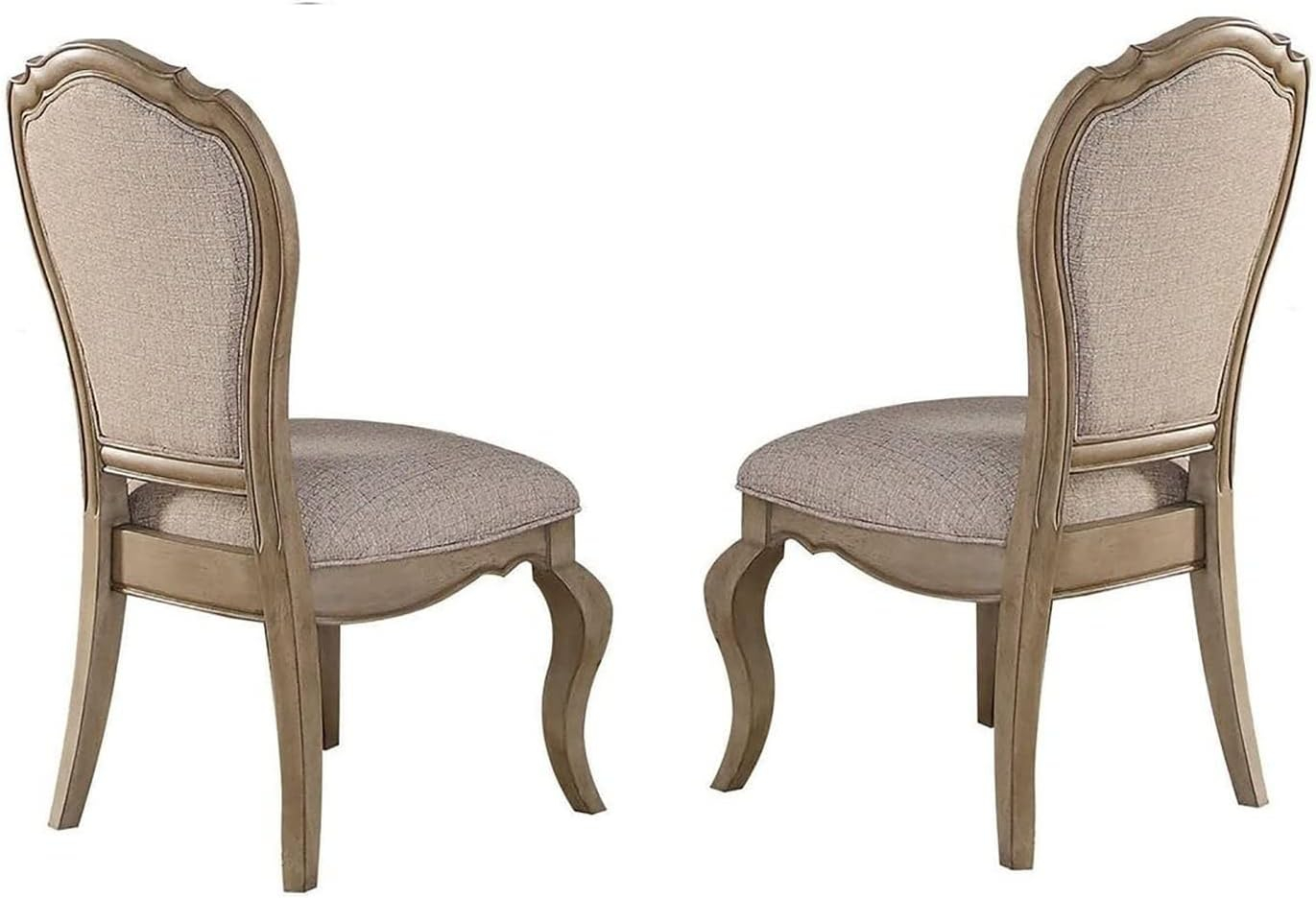 Amazon.com - Set Of 2 Upholstered Dining Side Chairs Beige And Antique ... throughout Maximizing Space and Style with Repose Upholstered Dining Side Chairs