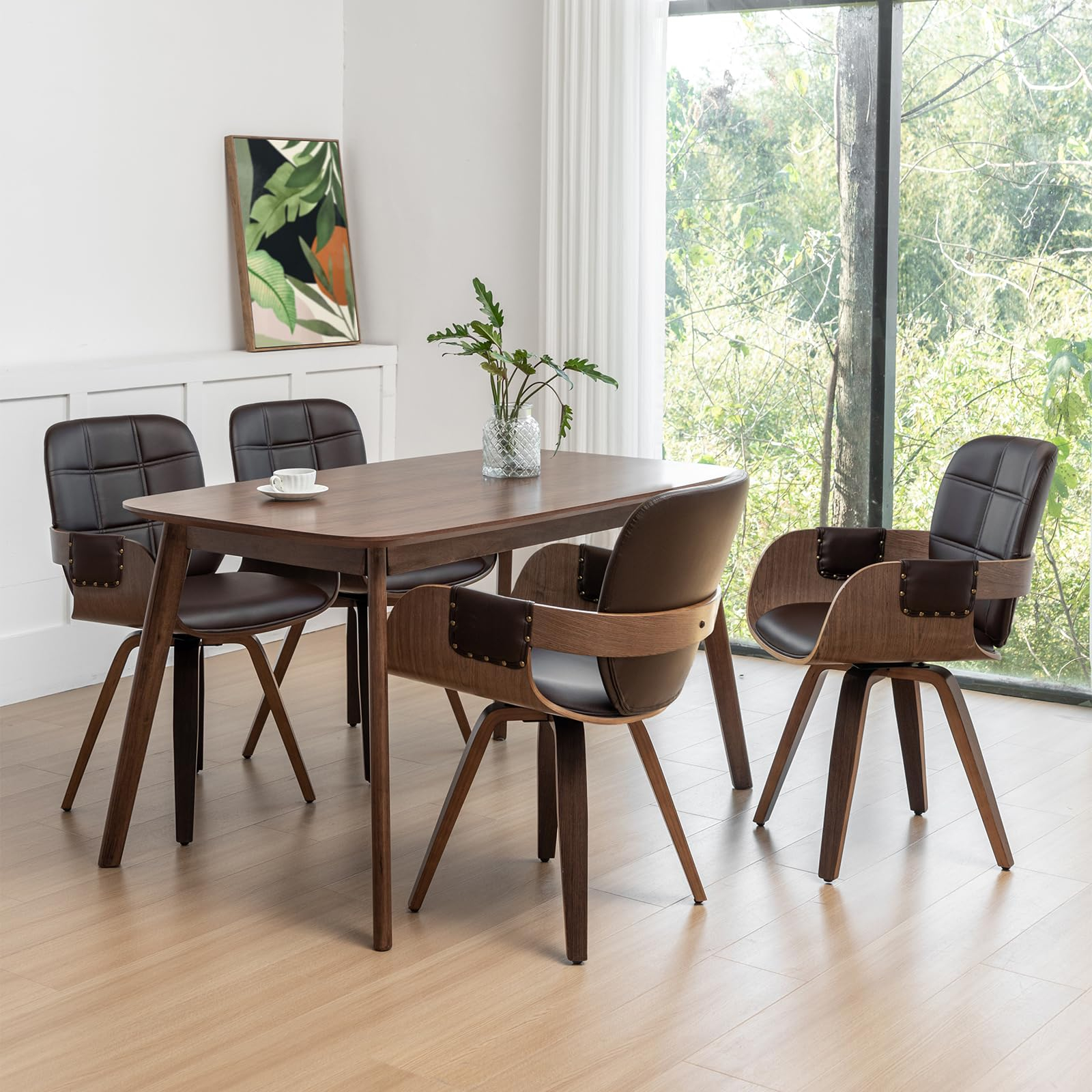 Amazon.com - Set Of 4 Swivel Walnut Dining Chairs - Mid Century Dining ... with regard to Understanding the Artisan Craftsmanship Behind Traditional Sutra Dining Chairs