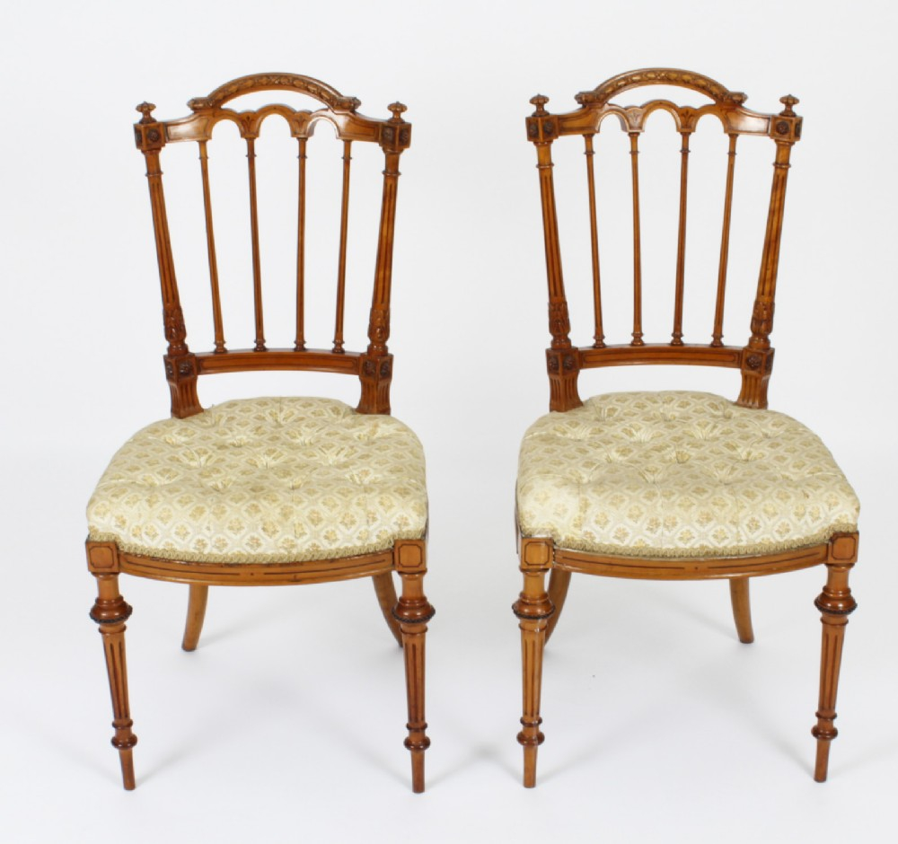 Antique Pair Victorian Satinwood Sheraton Revival Side Chairs C1870 19Th C in Preserving the Heritage of Sheraton's Satinwood Side Chair
