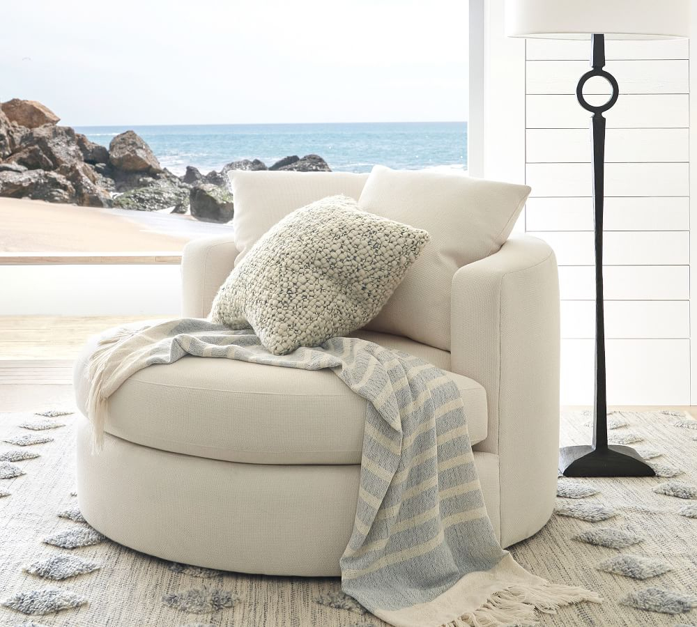 Balboa Upholstered Swivel Armchair | Pottery Barn for Balboa Upholstered Dining Armchair