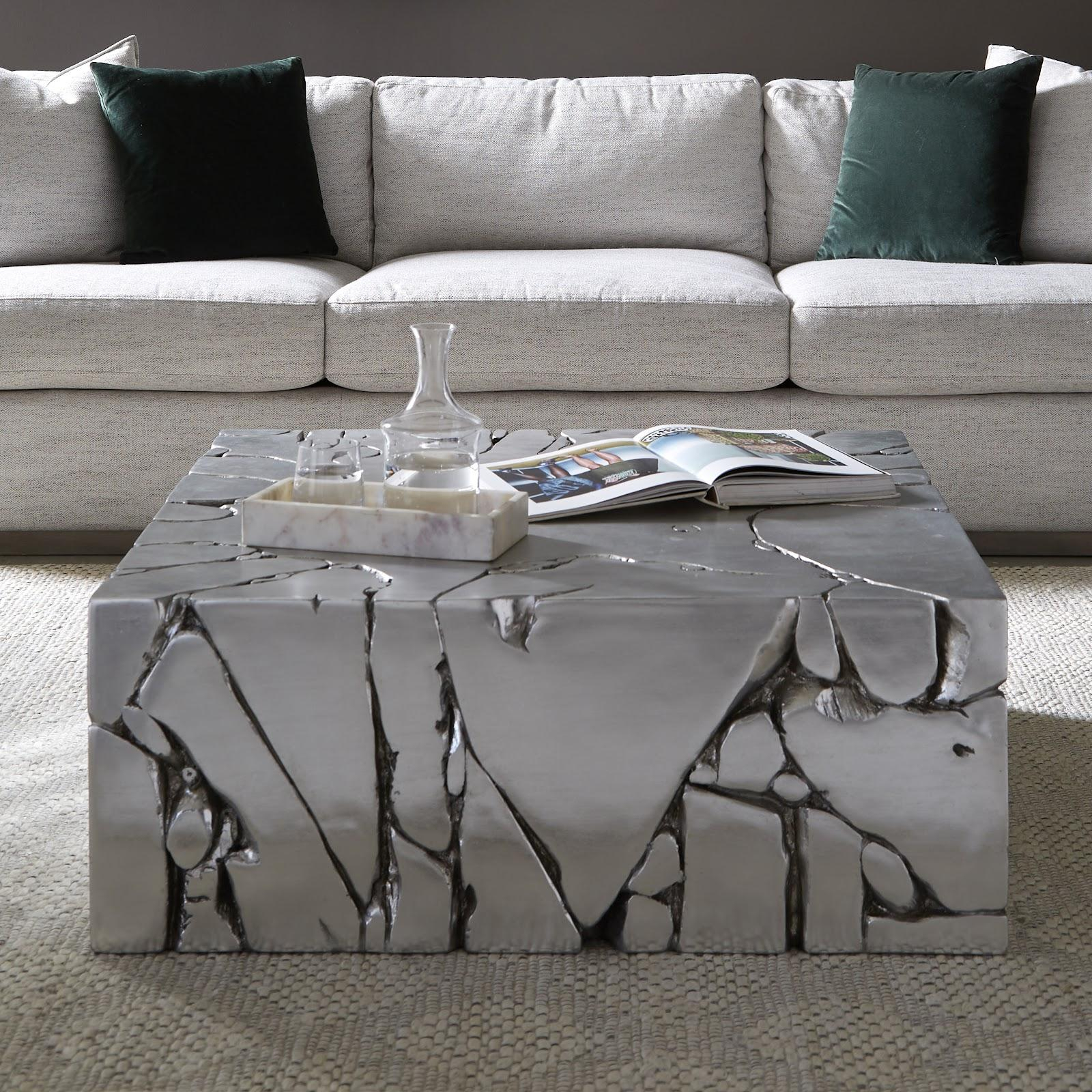 Chunk Square Coffee Table, Silver Leaf for Chunk Square Silver Coffee Table