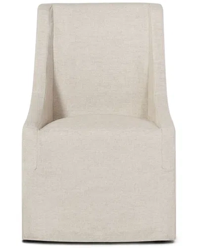 Classic Home Warwick Oatmeal Fabric Upholstered Rolling Dining Chair In ... with regard to Sondra Oatmeal Performance Fabric Upholstered Club Dining Chair
