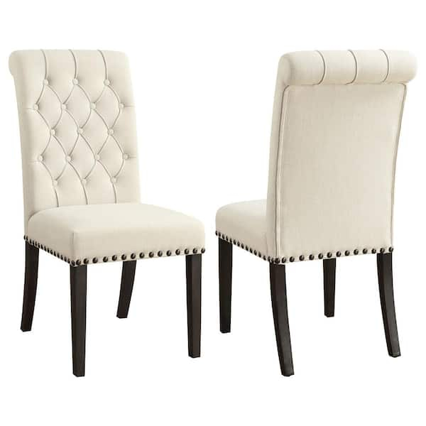 Coaster Alana Diamond Tufting Beige And Smokey Black Upholstered Dining ... inside Maximizing Space and Style with Repose Upholstered Dining Side Chairs