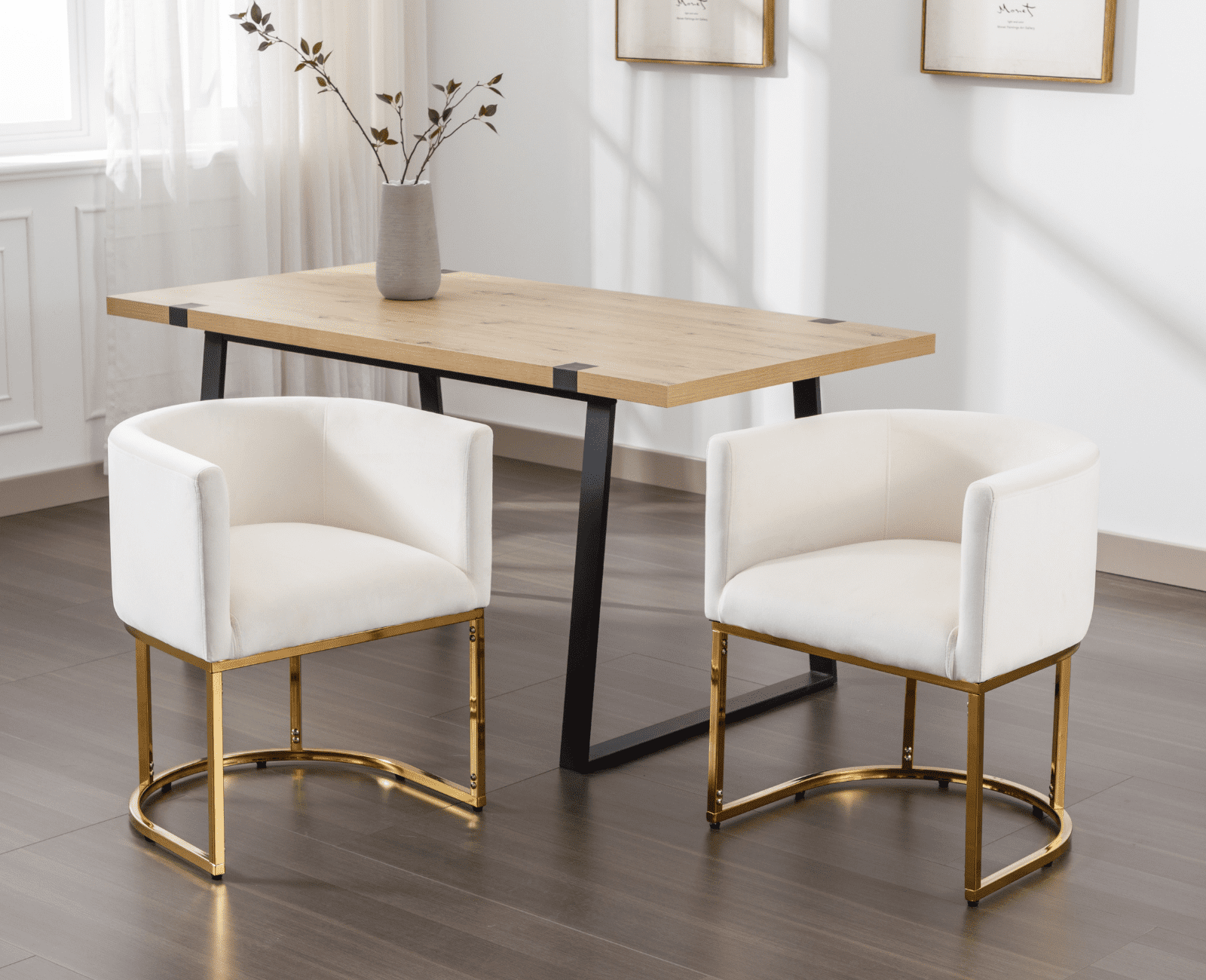 Guyou Modern Velvet Dining Chair Set Of 2, Mid-Century Upholstered ... inside Exploring the Versatility and Durability of Iain Dining Chair Set Of 2 Natural