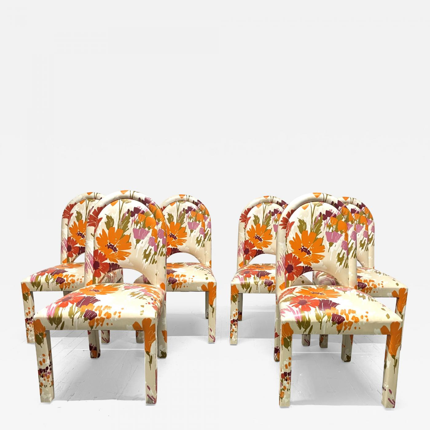 Mid Century Modern Floral Dining Chairs Set Of 6 intended for Flora Dining Chair
