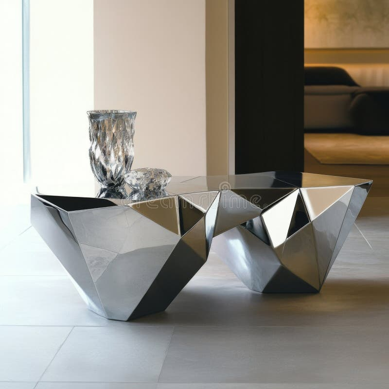 Modern Silver Coffee Table With Geometric Design Stock Illustration ... inside The Art and Functionality Behind Chunk Square Silver Coffee Table Selection