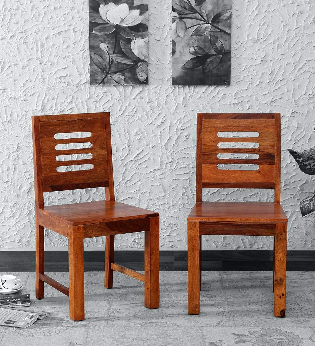 Screw &amp; Art Sheesham Wood Dining Chairs Set Of 2 | Seating Dining Chair ... inside Iain Dining Chair Set Of 2 Natural