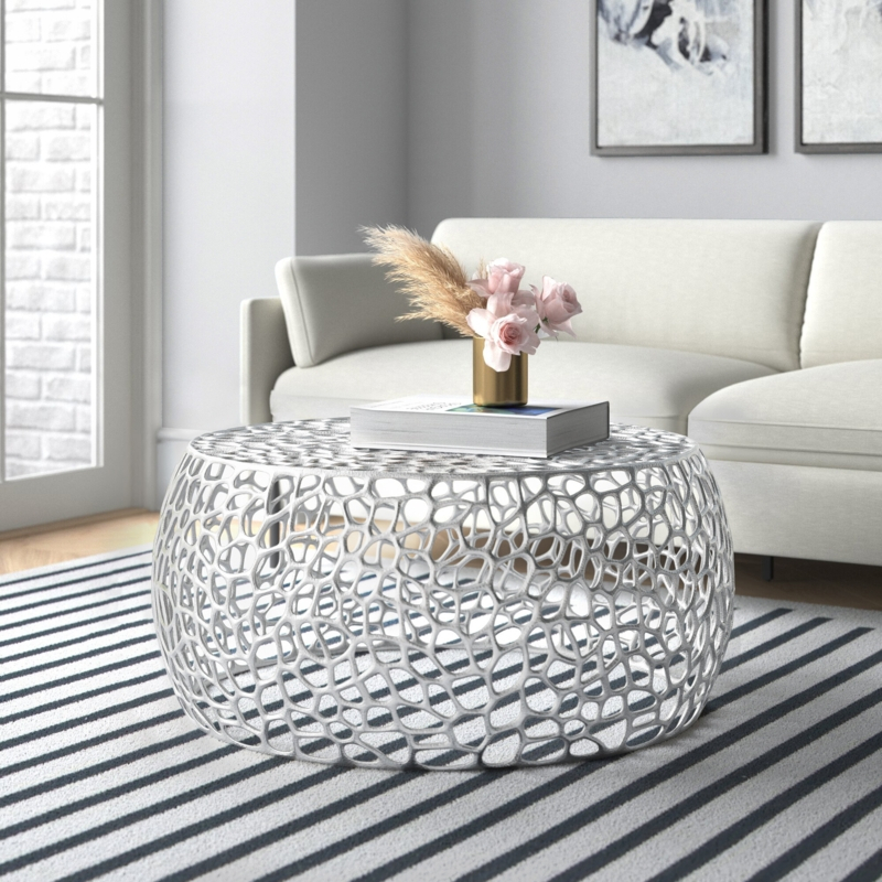 Silver Coffee Tables | Foter throughout Chunk Square Silver Coffee Table
