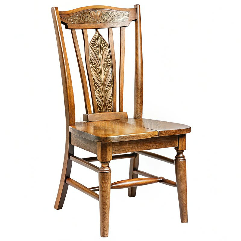 Traditional Amish-Style Wooden Dining Chair With Carved Detailing Stock ... in Sutra Dining Chair